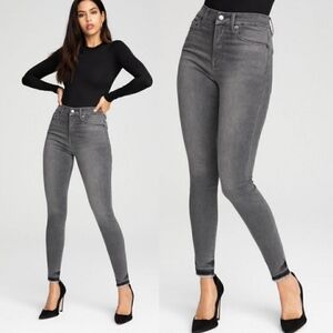 Good American Good Legs Crop Frayed Hem Jeans In Charcoal Size 4/27  $119